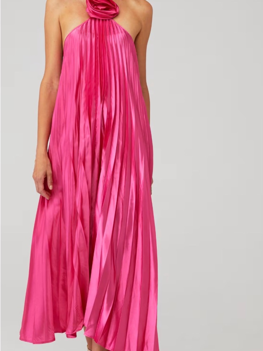 Delfi Collective Giselle size small halter Rosette Maxi Dress Fuchsia hot pink - Picture 3 of 9